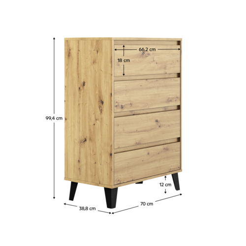 Komoda BOGAN 4S70, dąb Artisan