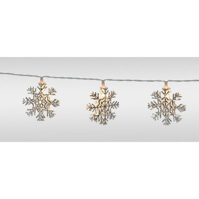 Lanț cu fulgi de zăpadă luminoși, 120 cm, albcald, cu baterii