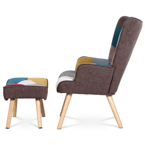 Fotoliu cu taburet PW2, patchwork