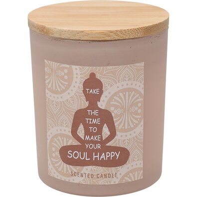 Soul Happy Illatgyertya, szantálfa illatú, 7 x 8,5 cm, 300 g, bézs