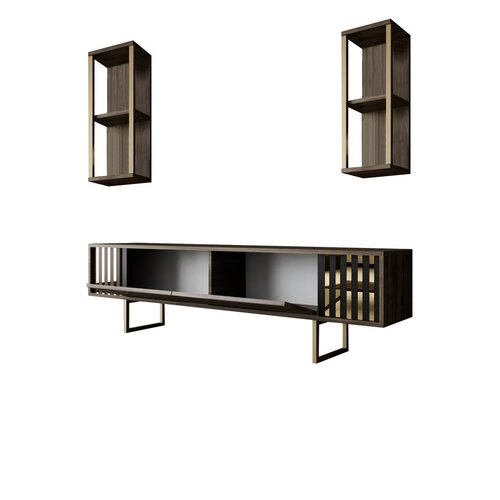 Linie Walnut and Gold TV szekrény polcokkal