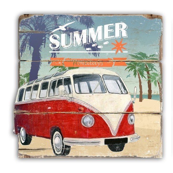 Retro dekoračná doska Summer červená, 40 x 42 cm