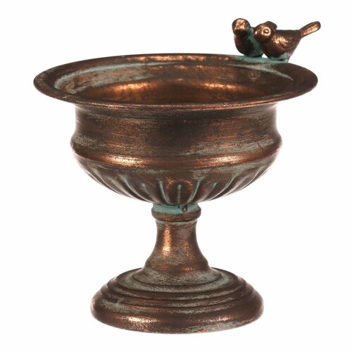 Metalowy kielich do kompozycji lub poidło Romance,19 x 16 x 16 cm, kolor miedziany