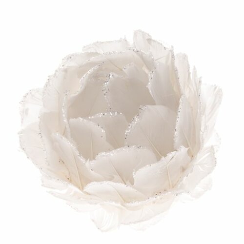 Fotografie Vánoční ozdoba z peří Květina, pr. 8 cm, bílá