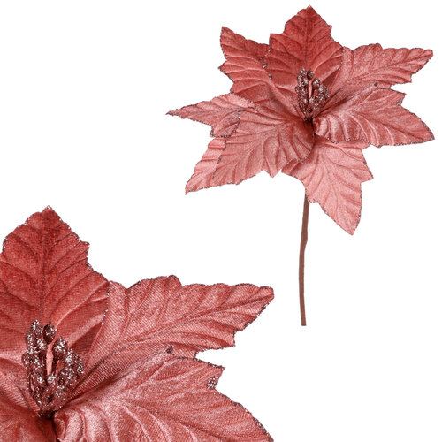 Božična vrtnica 22 cm, žamet, roza