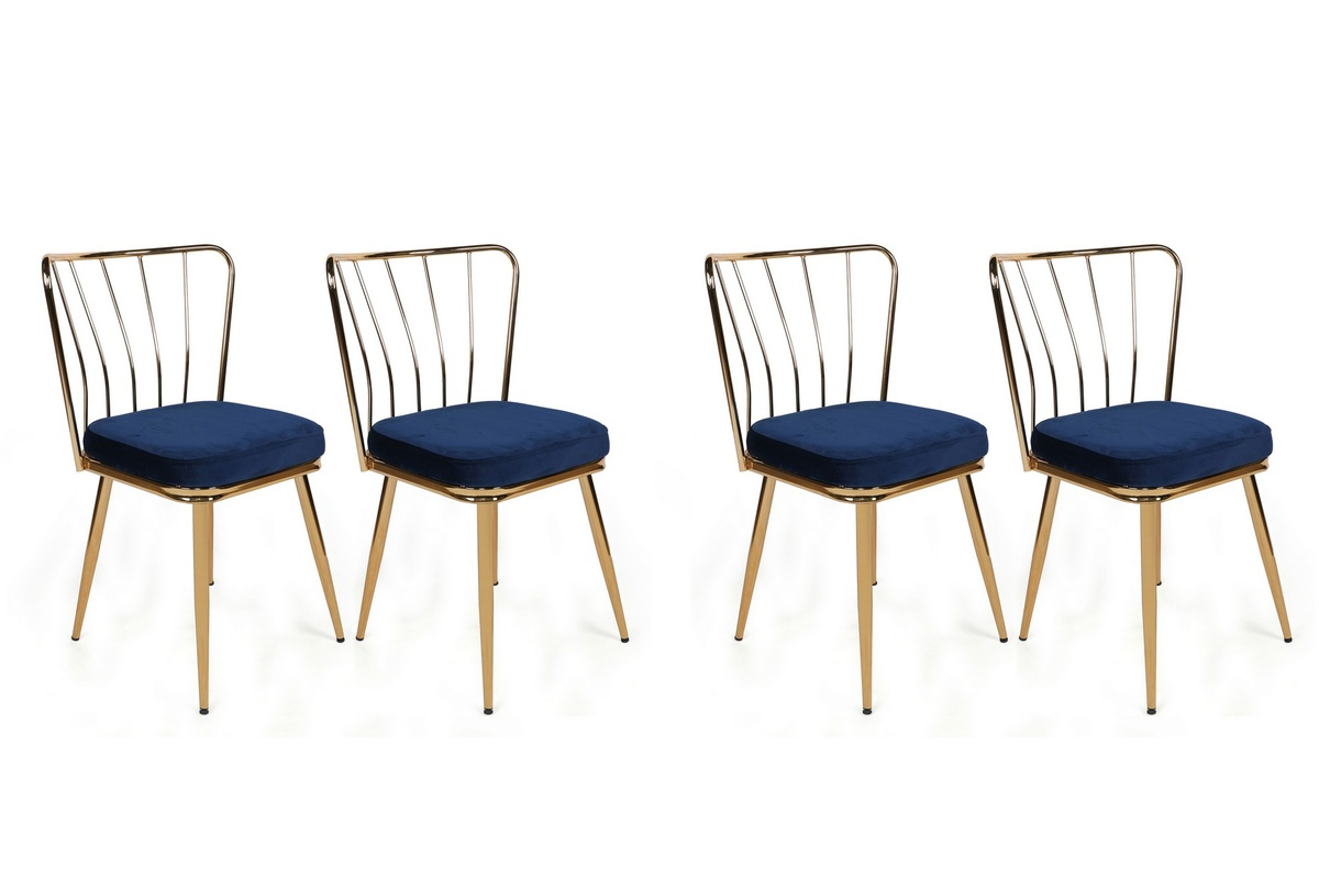 Súprava jedálenských stoličiek Yildiz Dark Blue, 4 ks