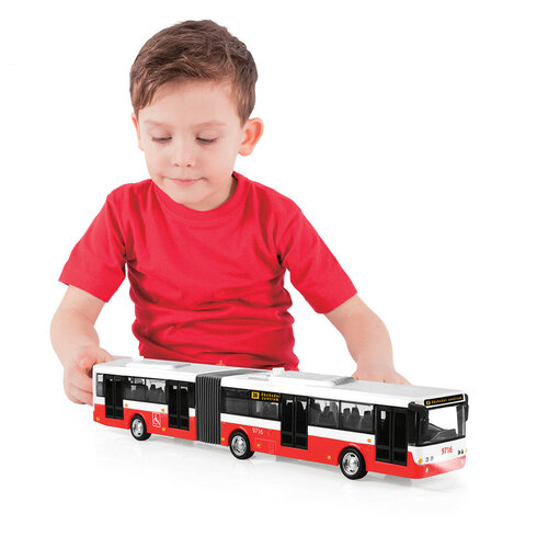 Rappa csuklós autóbusz hanggal, piros, 36 cm