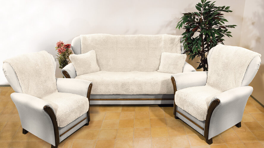 4Home gyapjú kanapé és foteltakaró szett krémszínű, 150 x 200 cm, 2 db 65 x 150 cm