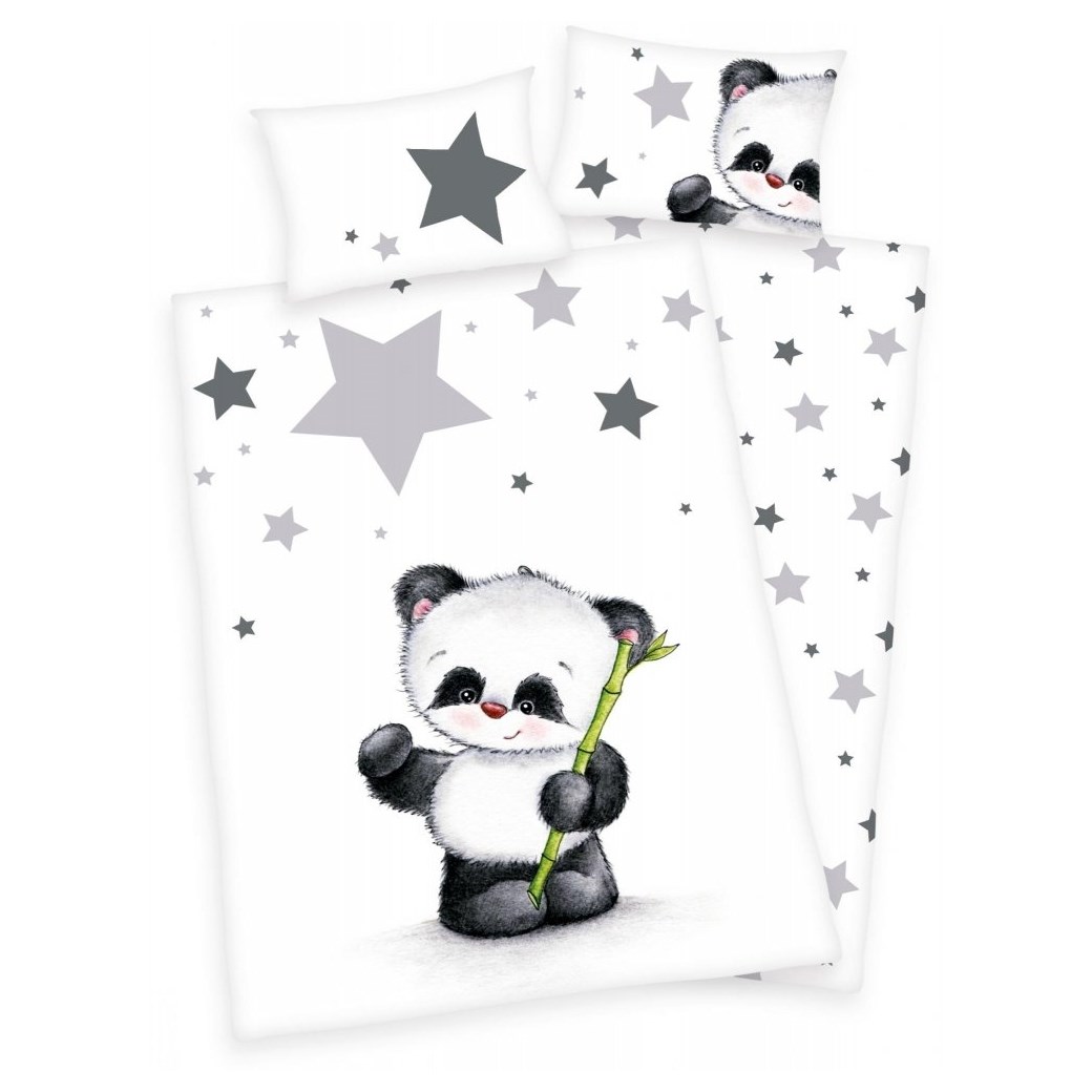 Herding Dětské povlečení do postýlky Jana Star Panda, 135 x 100 cm, 40 x 60 cm