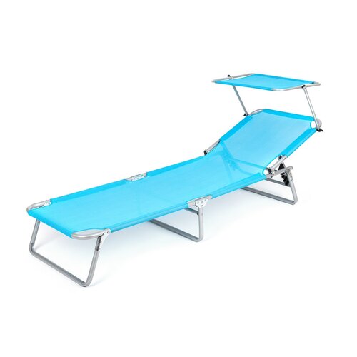 Happy Green Strandliege mit Sonnendach, blau, 188 x 59 cm