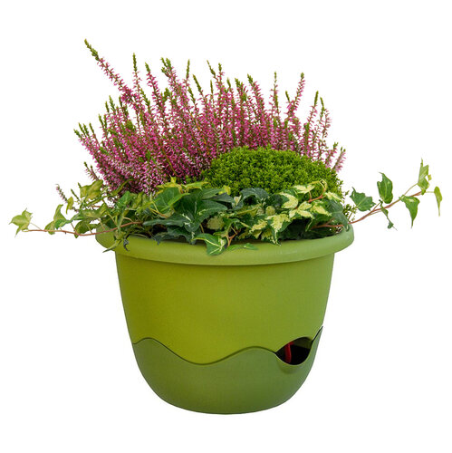 Samozavlažovací závesný kvetináč Mareta, zelená, 30 cm, Plastia, pr. 30 cm