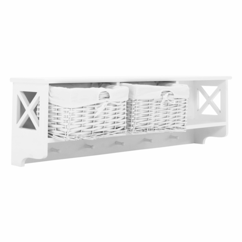 Vešiaková polica s košíkmi Rafaello, biela