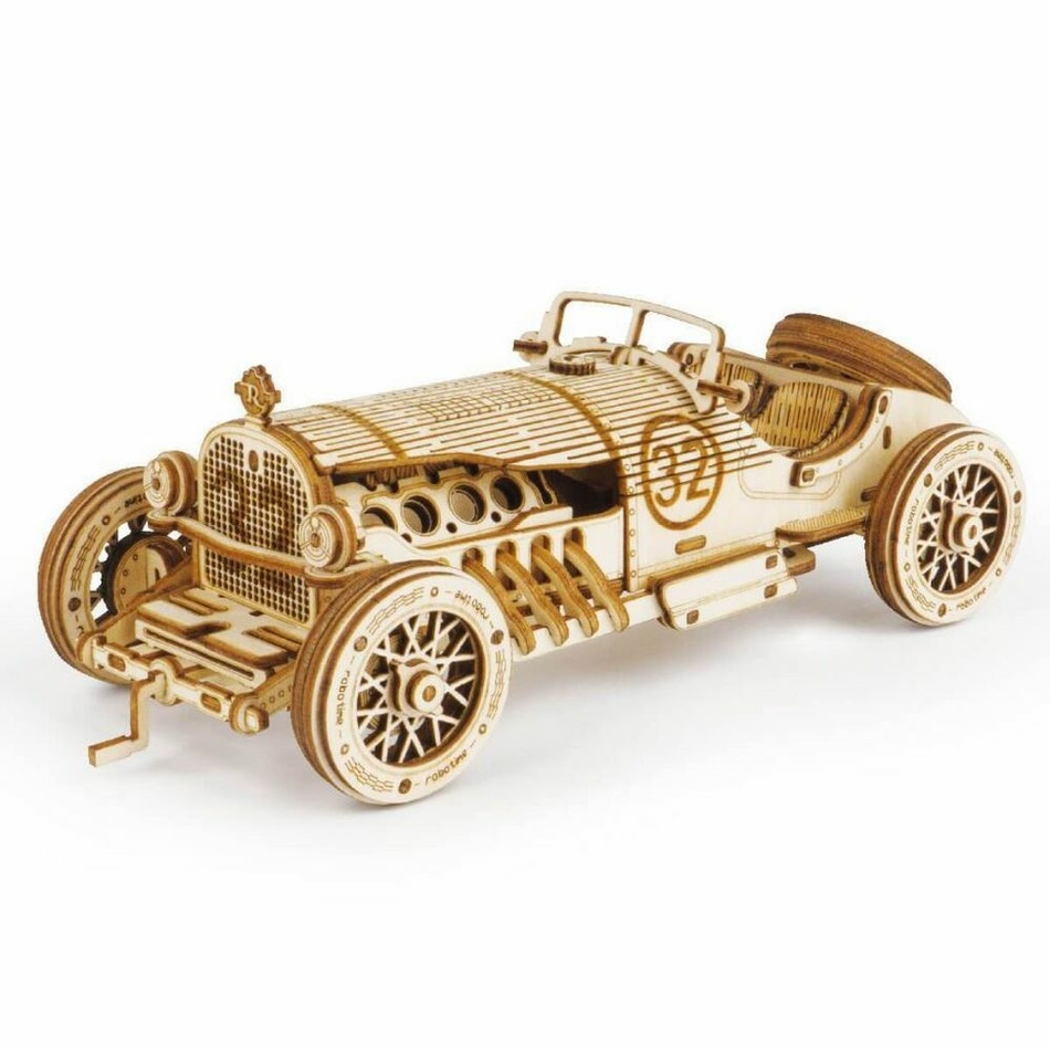 Levně RoboTime dřevěné 3D puzzle Závodní auto