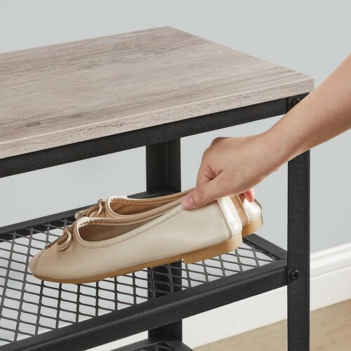 Półka na buty E1078 GREY, szara, 2 półki