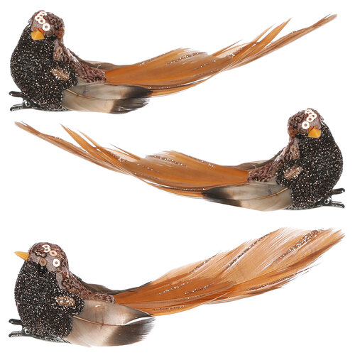 Sada ptáčků na klipu, černo/hnědá, 3 ks