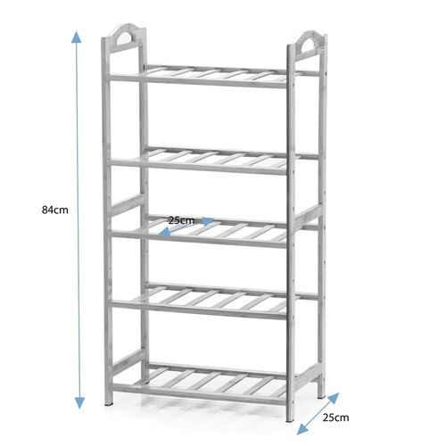 AmeliaHome Botník 5 pater bambusový Vetter, 45 x 25 x 85 cm