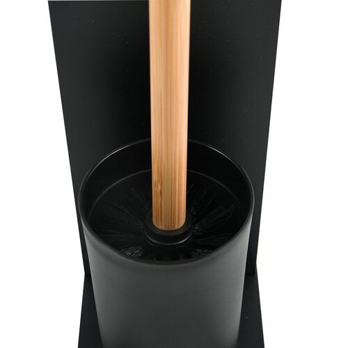 Suport pentru hârtie igienică cu perie și suport Spirella Yoni 67 x 22 x 12 cm, negru