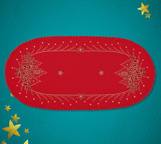 Vianočný obrus s potlačou, červená, 35 x 35 cm