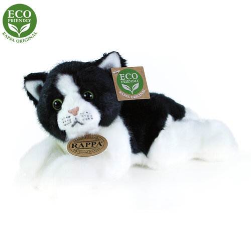 Eco-Friendly Rappa mačka bielo-čierna ležiaca 16 cm