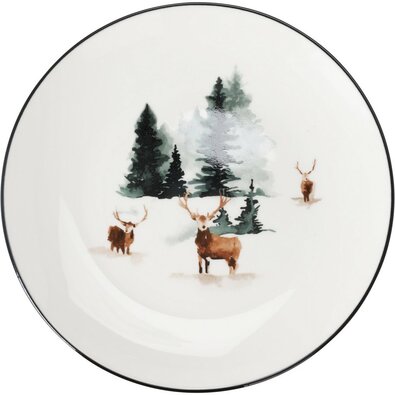 Porcelanasti desertni krožnik Winter Deer, 19 x 2cm