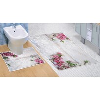 Bellatex Csokor fürdőszobai szőnyeg szett, rózsaszín, 60 x 100 cm, 60 x 50 cm Bellatex Csokor fürdőszobai szőnyeg szett, rózsaszín, 60 x 100 cm, 60 x 50 cm