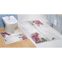 Bellatex Sada koupelnových předložek Kytice růžováá, 60 x 100 cm, 60 x 50 cm