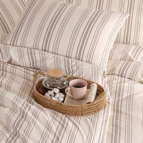 4Home Bettwäsche aus Baumwolle Stripes taupe, 140 x 200 cm, 70 x 90 cm