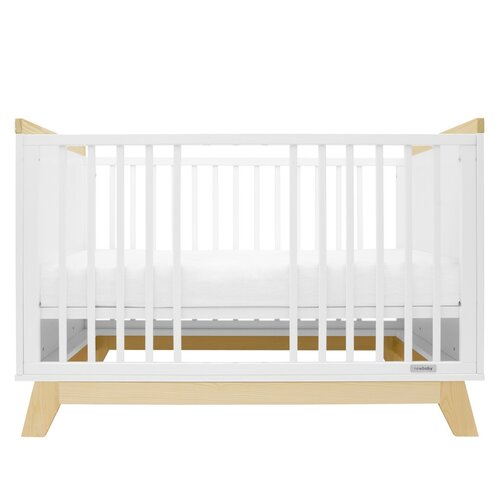 New Baby Crib Marcus cu barieră, alb/natural