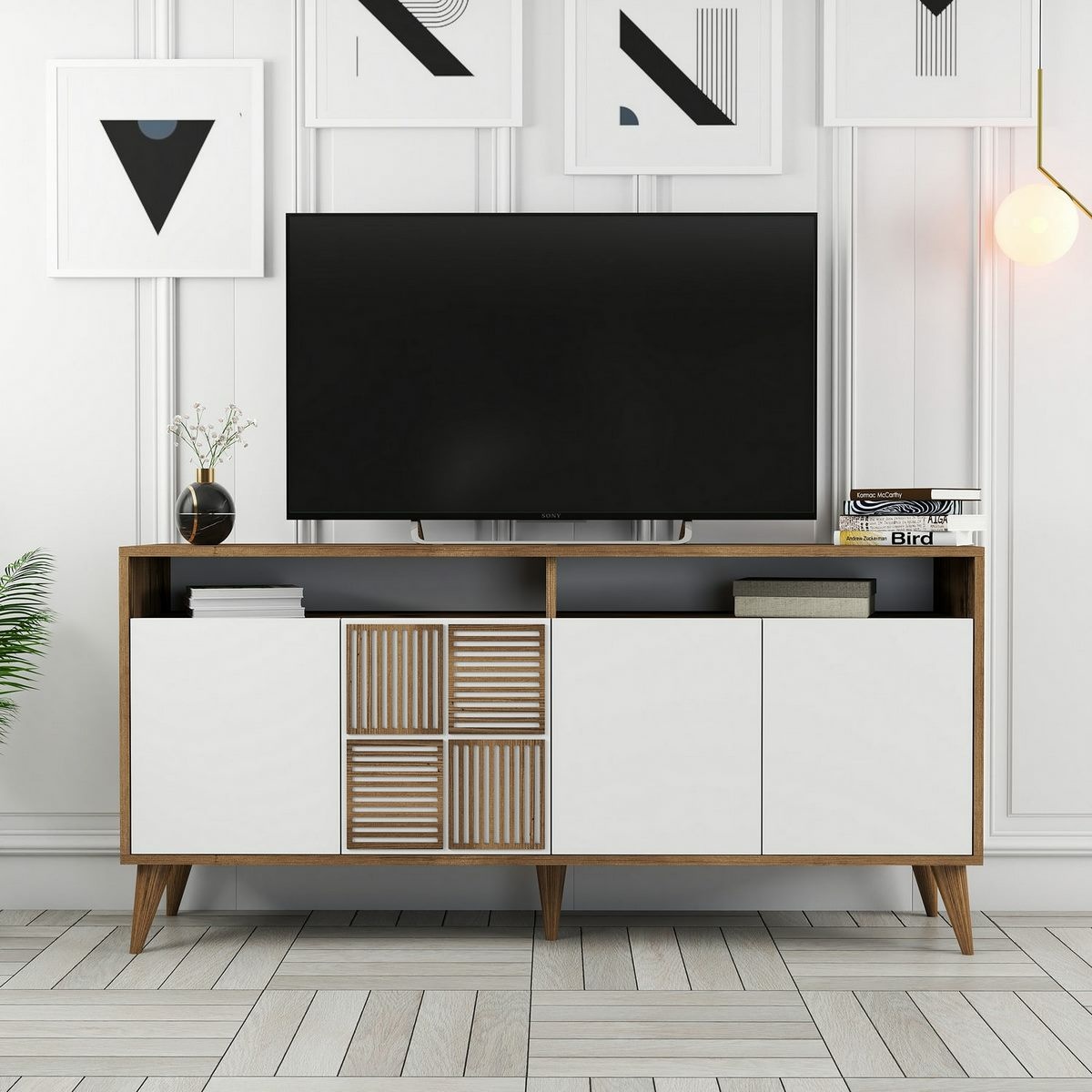 Skrinka Milan Walnut and White
