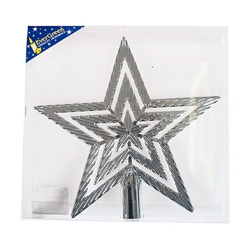 Szpic na choinkę gwiazda połysk, wys. 20 cm, srebrny