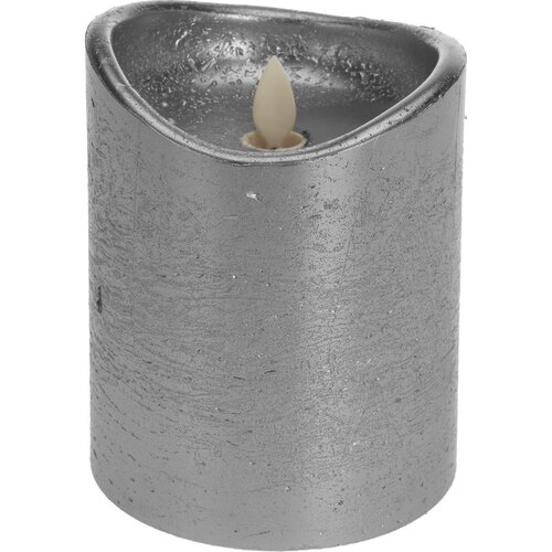 Lumânare decorativă cu LED argintie, 12 cm