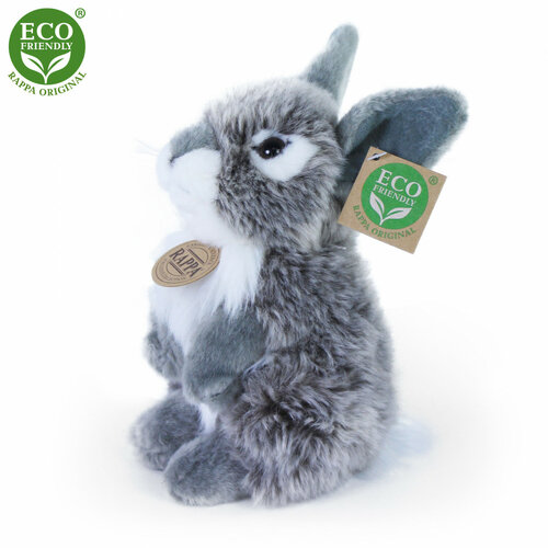 Rappa Plush zajec siv stoječ, 20 cm ECO-FRIENDLY