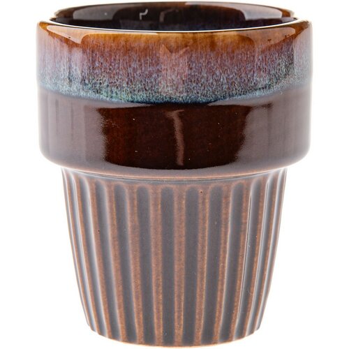 Komplet 4 keramičnih skodelic Rustik, 100 ml, temno rjava