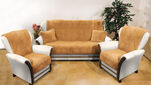 4Home Narzuty na kanapę i fotele Baranek brązowy, 150 x 200 cm, 2 szt. 65 x 150 cm