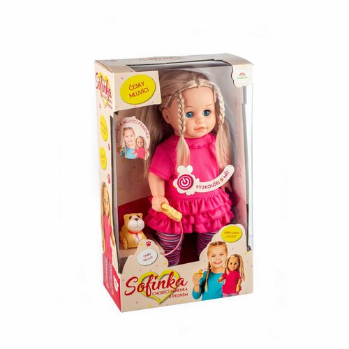 Teddies Mluvící a chodící panenka Sofinka s pejskem, 42 cm
