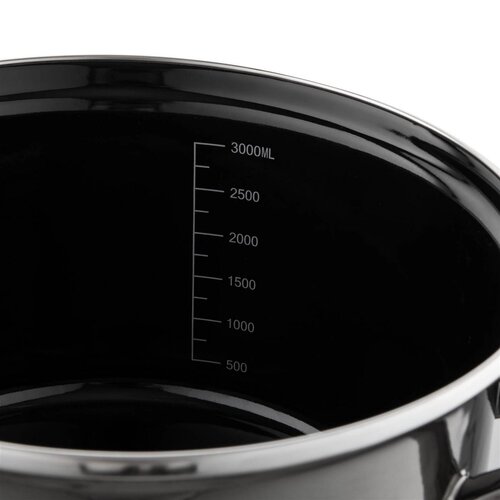 Emaille pot with lid, 3.3 l, black