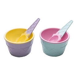 Plastik Schalen Löffel 6 Bunte Eisbecher Für Kinder - Niedliche