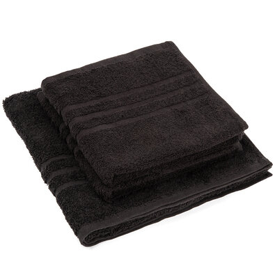 Sada uterákov a osušky Classic čierna, 2 ks 50 x 100 cm, 1 ks 70 x 140 cm