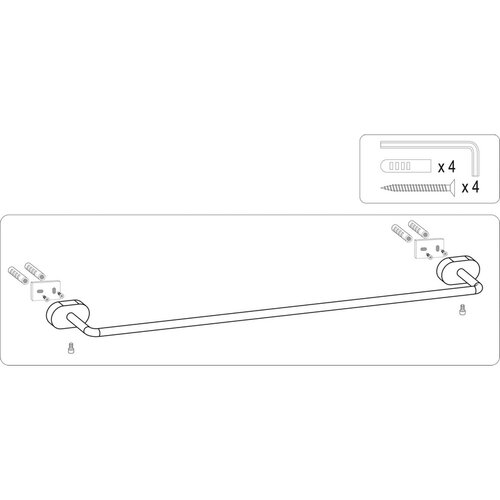 Fala Držiak na uterák Oval Chrom, 60 cm