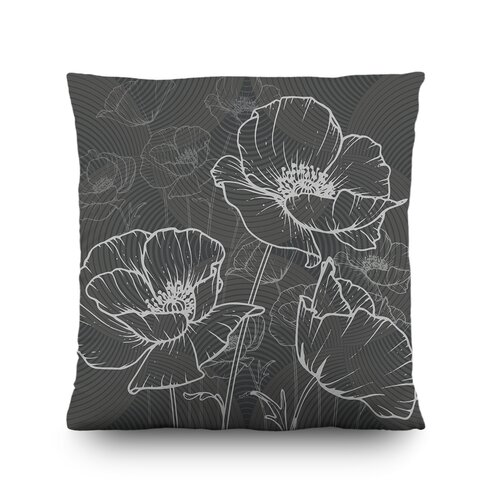 Kissen Graue Mohnblumen, 45 x 45 cm