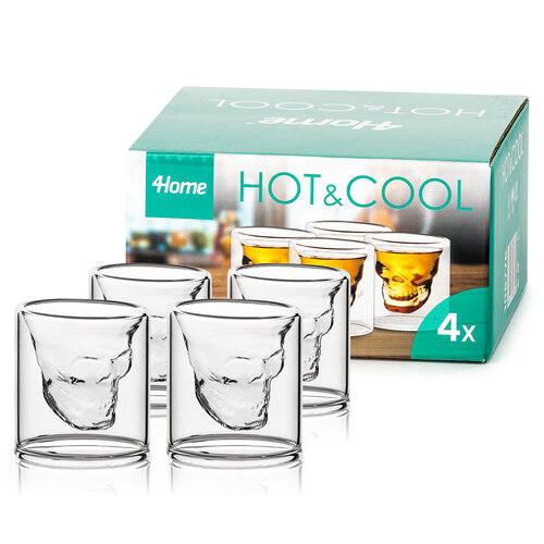 4Home Kozarček za žganje Skull Hot&Cool 20 ml, 4 kosa