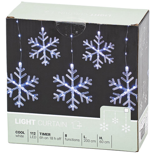 Ghirlandă luminoasă pentru exterior Snowflakes,200x60cm, LED, alb rece, temporizator, 8 funcții