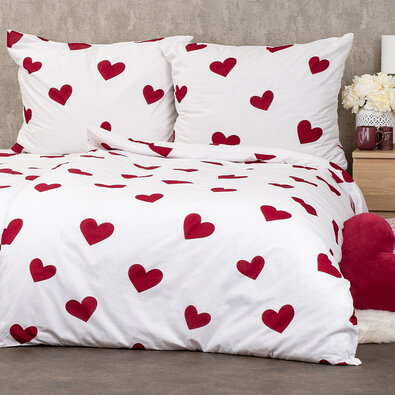 4Home Red Hearts pamut ágyneműhuzat, 140 x 220 cm, 70 x 90 cm