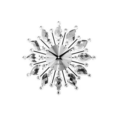 Nástenné hodiny Lavvu Crystal Flower LCT1120 strieborná, pr. 33 cm