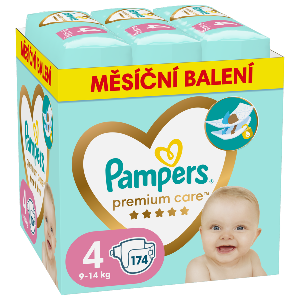 Pampers Plienky Premium Care 174 ks, veľkosť 4