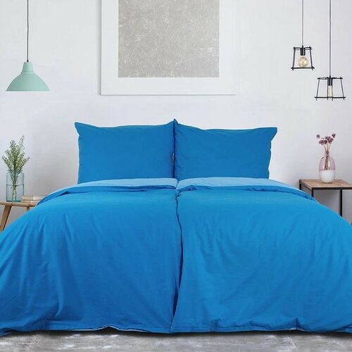 B.E.S. Petrovice Baumwollbettwäsche Double Face Kobalt/Himmelblau, 220 x 200 cm, 2 St. 70 x 90 cm
