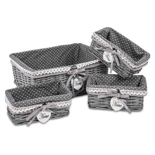 Home Weidenkorb-Set, 4 St., 2 Größen, 40 x 16 x 30 cm