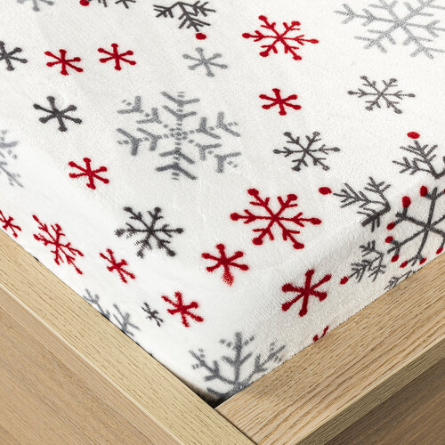 4Home Świąteczne prześcieradło mikroflanela Snowflakes, 180 x 200 cm