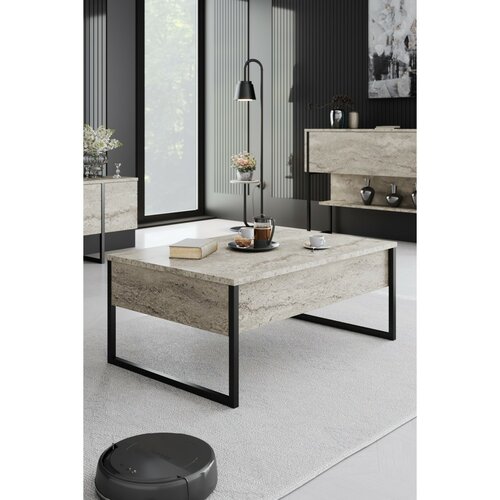 Luxe Travertine and Black dohányzóasztal