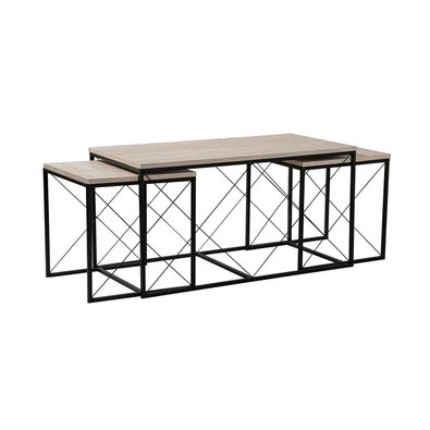 Set de măsuțe de cafea Defne Black andTravertine, 3 buc.